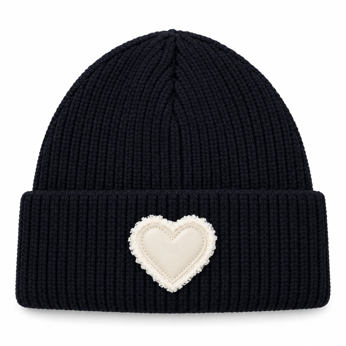 Black Beanie - White Heart
