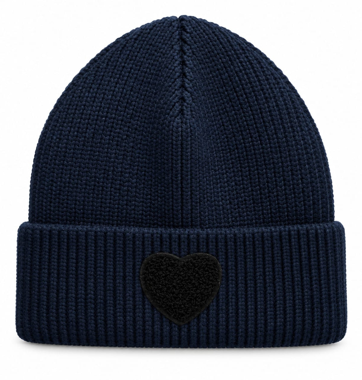 Navy Beanie Black Heart