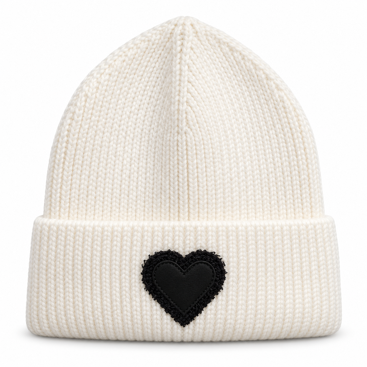 White Beanie - Black Heart