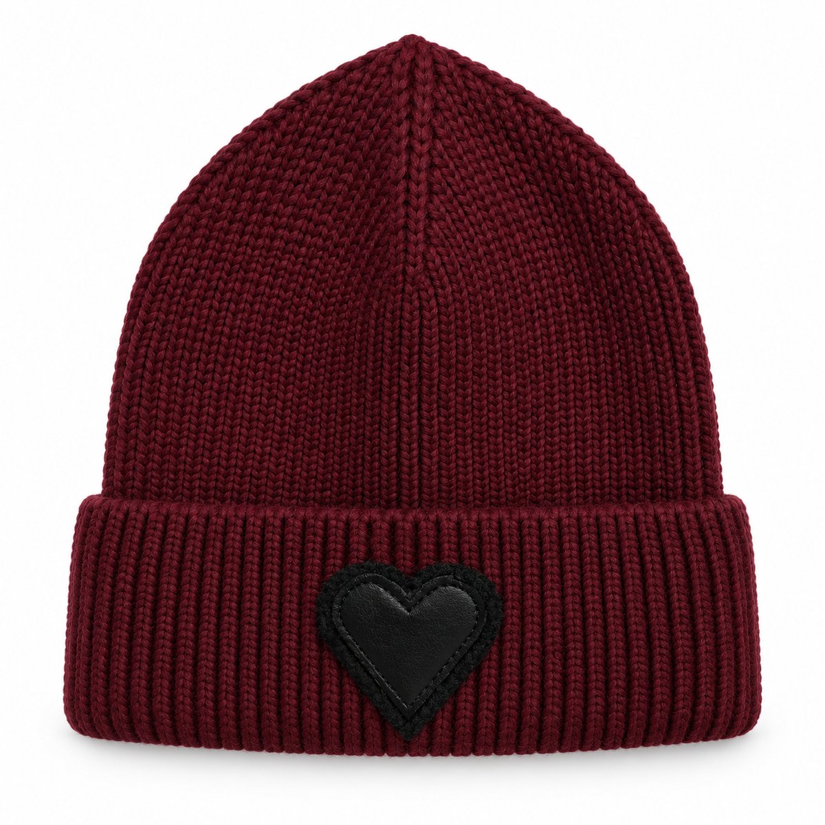 Burgandy Beanie - Black Heart