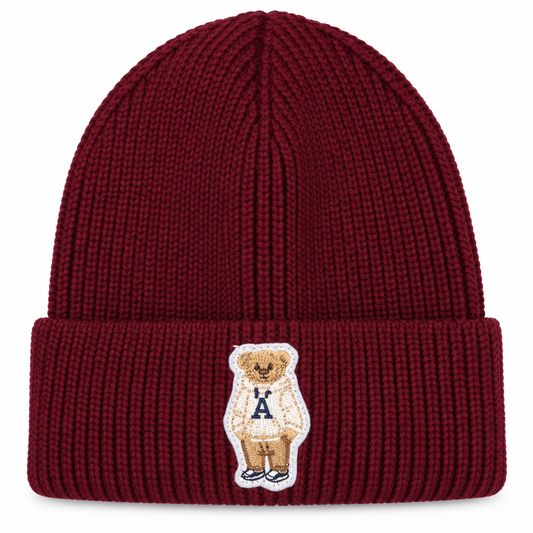 Burgandy Beanie - Bear