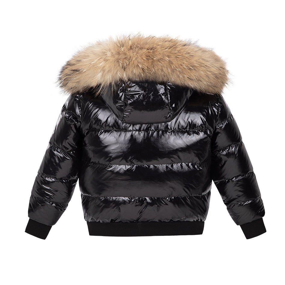 White Stripe Raccoon Fur Hood