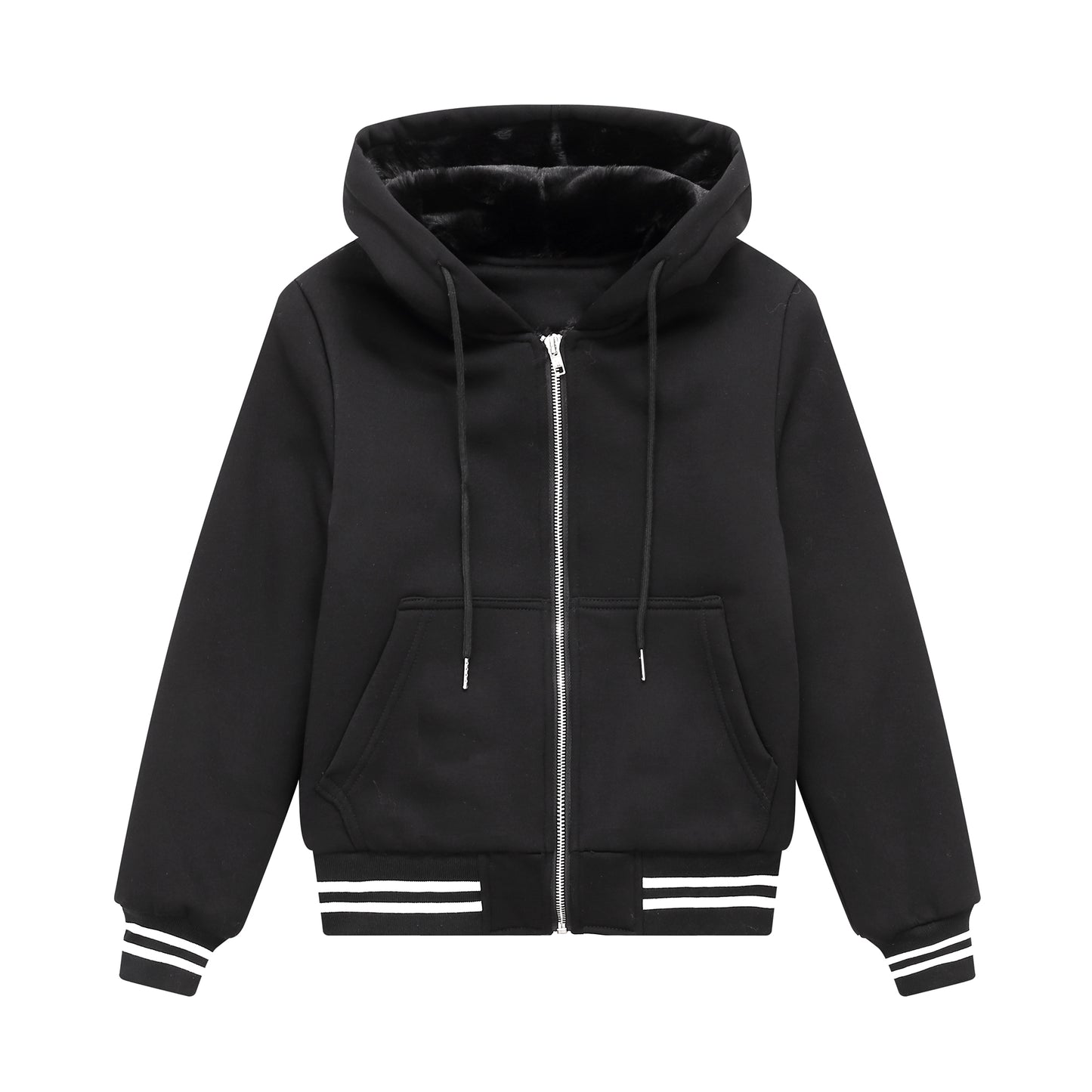 Heavy Fur Lined Sweatshirt- Striped Band